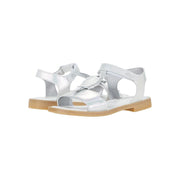 Primigi 5439600 Kids Sandals, White Leather with Suede Feather Detailing, Dual Hook-and-Loop Straps, (US 4 Big Kid) M