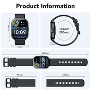Tikland P98-BK Smart Watch, 1.96'' HD Screen Smartwatch for Men Women's, Answer/Make/Message, Waterproof Fitness Tracker