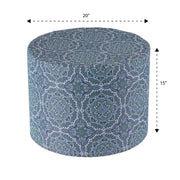 Better Homes & Gardens 20in Round Outdoor Pouf Ottoman, Blue Medallion, Foam Filled, Fade-Resistant Polyester