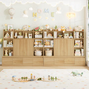 Homfa Kids Bookcase 10 Cubes, 4 Drawers, Adjustable Shelves, Natural Color, H-064112