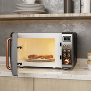Costway BXDG353GD 0.7Cu.ft Retro Countertop Microwave Oven 700W LED Display Glass Turntable