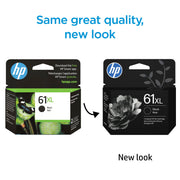 HP CH563WN#RFD 61XL Black Ink Cartridge, High Yield, 430 Page Capacity, Compatible w/HP Photosmart Printers, CH563WN