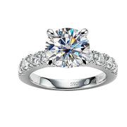AnuClub Moissanite Engagement Ring 4.3cttw D Color Round Cut Gold Plated Sterling Silver Promise Anniversary Ring for Women