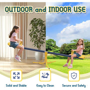 LCOKEIY Kids Seesaw, 360 Rotating Teeter Totter, Blue and Yellow, 75 in, 200 lbs Capacity