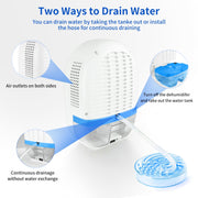 HopePow 2-Pint Dehumidifier, Ultra Quiet, Energy Efficient, 1000 Sq Ft Coverage, Portable with Drain Hose and Detachable Tank, 05W311