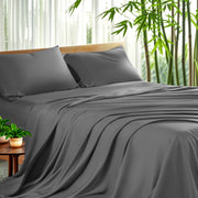 Sonoro Kate DZWHZHZ4SJTQNDG Luxury Bamboo Bed Sheet Set - Deep Pockets - 4 Piece, Queen, Dark Gray