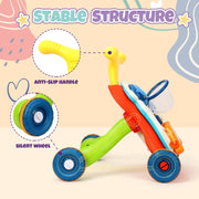 LINXUXIE 3 in 1 Baby Walker Activity Center with Adjustable Handle, Speed Control, Music Panel, Red, Infant 6-12 Months