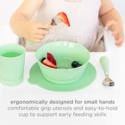 Ubbi 7-Piece Toddler Feeding Set with Suction Base Plate and Bowl, Ergonomic Utensils, Polaris Blue, 10347