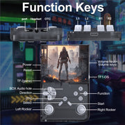 Colorfish Handheld Game Console, 8000+ Classic Games, 128GB SD Card, 3.5in IPS Screen, Dual-Core 1.2GHz, 2GB RAM, HDMI Output, 3000mAh Battery, Transparent Black