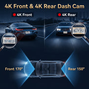 TPUFO Dash Cam Front and Rear Dual 4K Cameras, 3