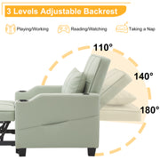 Ktaxon 3-in-1 Single Sofa Bed Convertible Sleeper Chair with Lumbar Pillow for Home Light Green