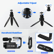 Campark AC09 Video Camera Camcorder, Dual Lens 5K 25FPS, 3-Inch 270 Rotating Touch Screen, 56MP Photo, Wi-Fi, External Microphone