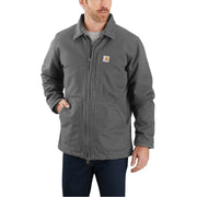 Carhartt 104293-GVL Loose-Fit Washed Duck Sherpa-Fleece Lined Coat for Men, Gravel, S