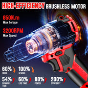 UNTIMATY Brushless Cordless Impact Wrench, 1/2 Inch, 650Nm Torque, 3200 RPM, 4.0Ah Battery, Includes 9 Sockets, 8 Drill Bits, 6 Screwdriver Bits, Ym65543