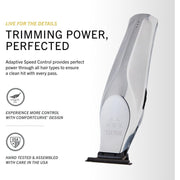 Wahl Professional Hi-Viz Cordless Hair Finishing Trimmer, DLC-Coated Wide T-Blade, Adaptive Speed Control, 135-Minute Run Time, Silver, 3023699