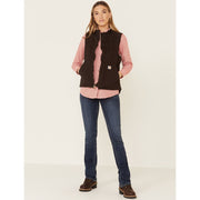 Carhartt Washed Duck Sherpa-Lined Mock-Neck Relaxed-Fit Vest for Ladies - Dark Brown - L