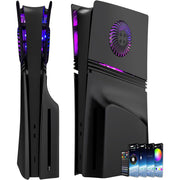 Uberwith Faceplate for PS5 Pro Disc Edition with RGB Light Strip, Dust Filter, Cooling Vents, 400+ LED Effects, Black