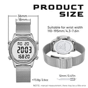 Hearkent Women Pedometer Watch, Step Tracker with Calories Counter, Large LCD Display, 30M Waterproof, Alloy Metal Case, Silver