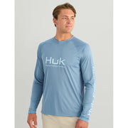 Huk Vented Pursuit Logo Graphic Long-Sleeve Men's Fishing Shirt, UPF 50+ Sun Protection, Moisture-Wicking, Lightweight Breathable Fabric, Blue Shadow, XXL, H1200524