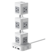 Merkury Innovations Modular Power Tower Power Strip, 14 AC Outlets, 6 USB Ports with 4 USB-C PD 20W, 900-Joule Surge Protector, 4ft Cord, Black