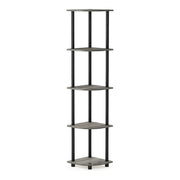 Furinno Turn-N-Tube 5 Tier Corner Bookshelf, French Oak Grey and Black, 11.6 in W x 11.6 in D x 57.7 in H, 99811GYWBK