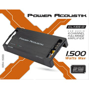 Power Acoustik RZR4-1500D 4-Channel Amplifier Class D Full Range 1500W Max with SMT Circuitry