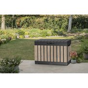 Keter Kentwood 50 Gallon Resin Deck Box, Lockable Outdoor Storage with Ashwood Wood-Look Finish, Weather-Resistant, Built-In Handles, 350 lb Load Capacity, 271086