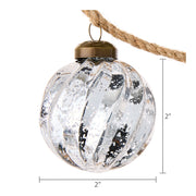 My Texas House Silver Shatterproof Ornament Christmas Garland, Mercury Glass-Style Finish, Natural Jute Rope, 72 in