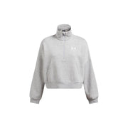 Under Armour Womens UA Icon Fleece Oversized Half Zip Sweatshirt, Ultra-Soft Cotton Blend, Midweight Fleece, Mod Gray Light Heather-White, Medium, 1386460