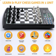 LEVEROAM Talking Chess Academy Electronic Chess Set with Voice Teaching System, Magnetic Pieces, High ELO 2000 AI Engine, Portable Board, LM183