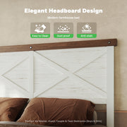 HOMRELEXA Farmhouse Bed Frame, Twin Size, White Wood Finish, 51in Headboard and Footboard, High Profile with Under Bed Storage