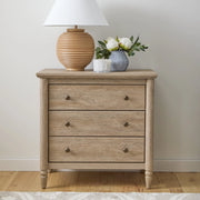 My Texas House 437237 Monroe 3 Drawer Nightstand with USB, Brushed Oak Finish