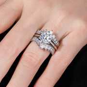 AnuClub Moissanite Wedding Rings Set for Women, 4.52cttw D Color VVS1, 3CT Center Stone, 925 Sterling Silver, Crown Design