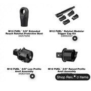 Milwaukee M12 Fuel 3/8 in Extended Reach Cordless Ratchet, 70 ft-lb Torque, 400 RPM, Red, 3059-20