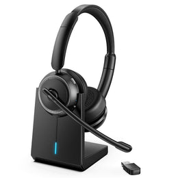 Swiifome V5.4 Bluetooth Wireless Headset with ANC & ENC, QCC USB Dongle, Flip-to-Mute Microphone for Work from Home/Office/PC/Laptop
