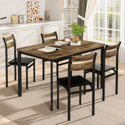 Recaceik Dining Room Table Set with 4 Upholstered Chairs Brown
