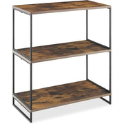 Whitmor Modern Industrial 3-Tier Shelf, Black Steel Frame, Woodgrain Laminate Shelves, Freestanding Storage Unit, 6764-11350
