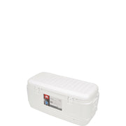 Igloo Polar White 120 Qt Insulated Hard Shell Ice Chest Cooler with Ultratherm Technology, Stain-Resistant Liner, Child-Safe Latches, Reinforced Handles, Threaded Drain Plug, 44577