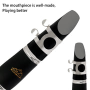 EastRock CLA01 Bb Clarinet, Nickel-Plated Body, Matte Black Finish, 17-Key Boehm System, Dual Replacement Barrels, Hard Case