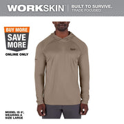 Milwaukee WORKSKIN Hooded Sun Shirt, Sandstone, 3XL, Lightweight, Sweat-Wicking, UPF 50+ Protection, Odor-Fighting, 4-Way Stretch, M550N-3X
