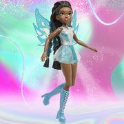 Playmates Toys Winx Club Aisha Fairy Doll, 10.5-Inch, Metallic Pink Glitter Outfit, Removable Translucent Wings, Poseable