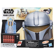 Hasbro Nerf Star Wars Mandalorian Mask and Gauntlet Blaster Set with 6 Elite Darts, Gray and Blue