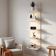 Bloddream Global Inc 5-Tier LED Wall Shelf, Vertical Floating Storage Tower with Remote-Controlled Lighting, White, 47.2 in