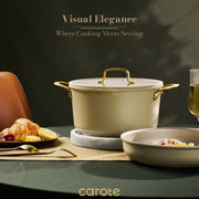 Carote 19-Piece Nonstick Cookware Sets with Utensils, Induction Compatible Pot and Pan, Easy-Clean, Green