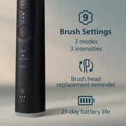 Philips Sonicare 6400 Series Electric Toothbrush, Pressure Sensor, 9 Settings, Rechargeable, White, HX7410/04