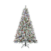 Posrue 5705W Pre-Lit Snow Flocked Christmas Tree, 7.5ft