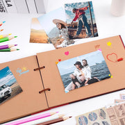 TJT Our Adventure Book Scrapbook Photo Album, Vintage Leather Hardcover with 3D Embossing (Hardcover)