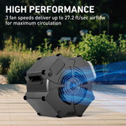 Holmes Hex MultiPosition Blower Fan Utility Floor Air Mover, High Velocity Airflow, Black, 3 Speeds, Dual AC Outlets, 14550
