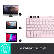 Logitech 920-010174  MX Keys Mini Wireless Computer Keyboard, Backlit, Bluetooth, Rose
