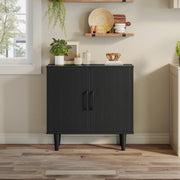 Mainstays Accent Cabinet, Black, Two Fixed Shelves, Magnetic Door Closures, Tapered Legs